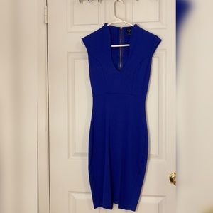 Royal blue knee-length cocktail dress